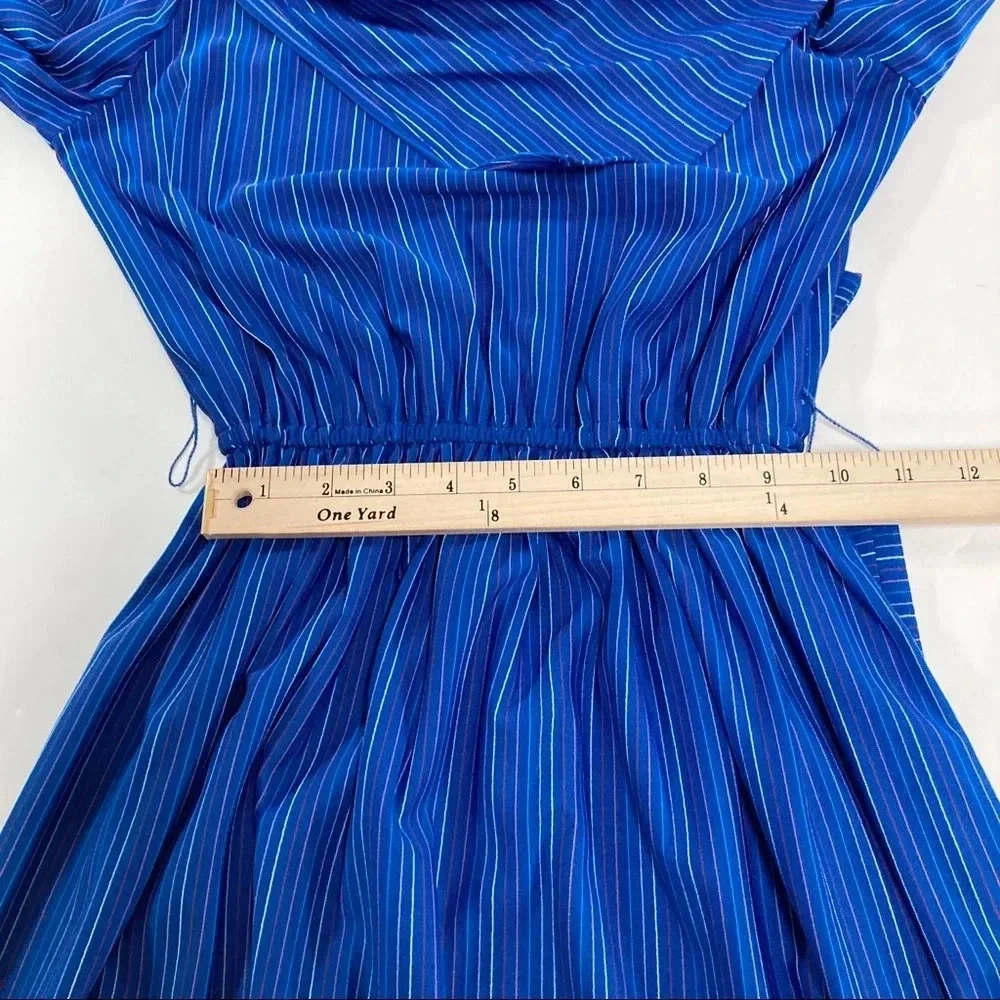Periwinkle Brand Vintage 70's Womens Dress Size Small NO TAGS Blue Stripe, Belt